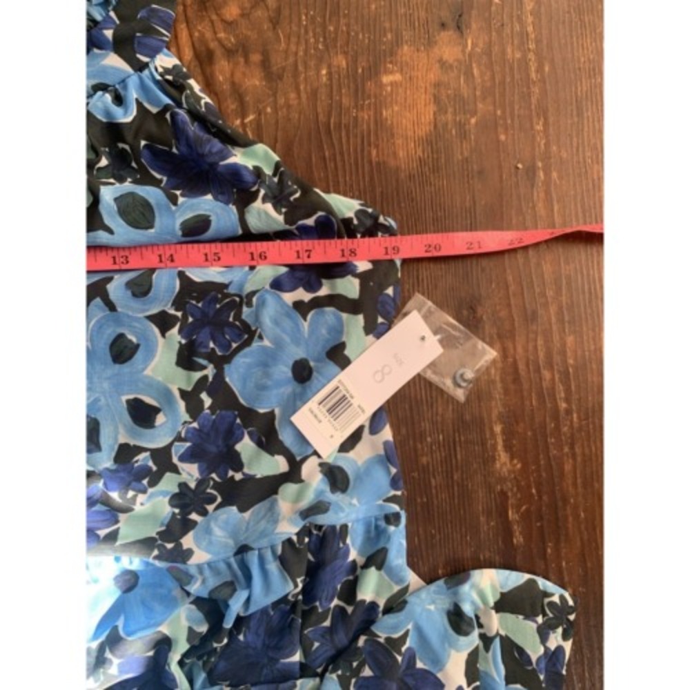 Donna‎ Morgan Floral Print Halter Neck Tiered Dress Sleeveless Blue Size - Picture 6 of 7